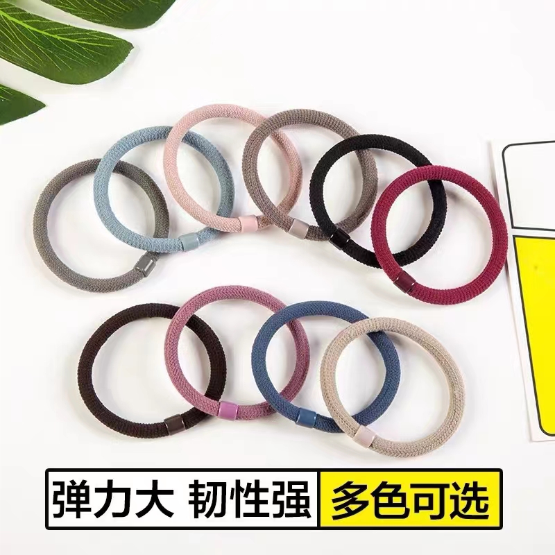 Korean style dark-colored nylon rubber band and leather band hair bands are popular details Picture