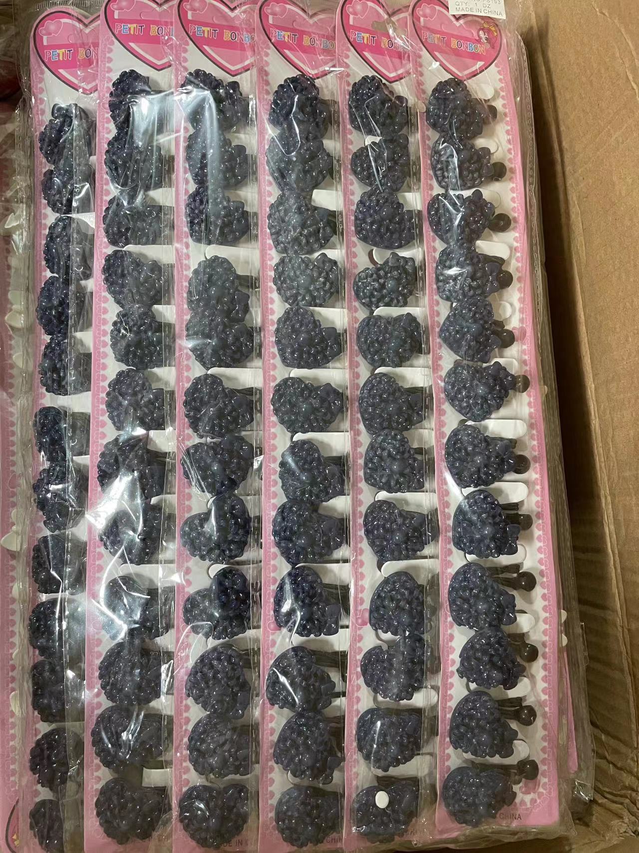 恒益饰品 12对卡 小卡 卡通 五角星 小熊 四叶草 爱心 深色 可爱 1