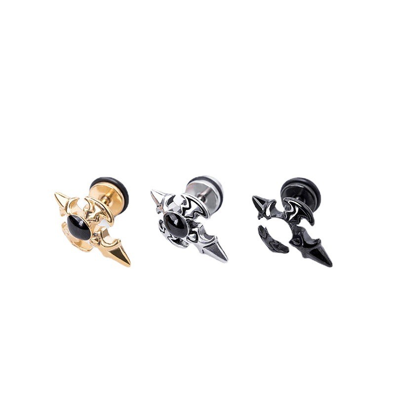 Changsheng Jewelry's personalized sword cross stud punk design creative men's earrings Item Picture
