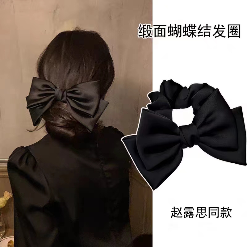 2022秋冬新款网红大肠发圈 ins风网红飘带发圈 高级感韩国东大门新款发跨境发饰批发 细条纹印花涤纶头绳