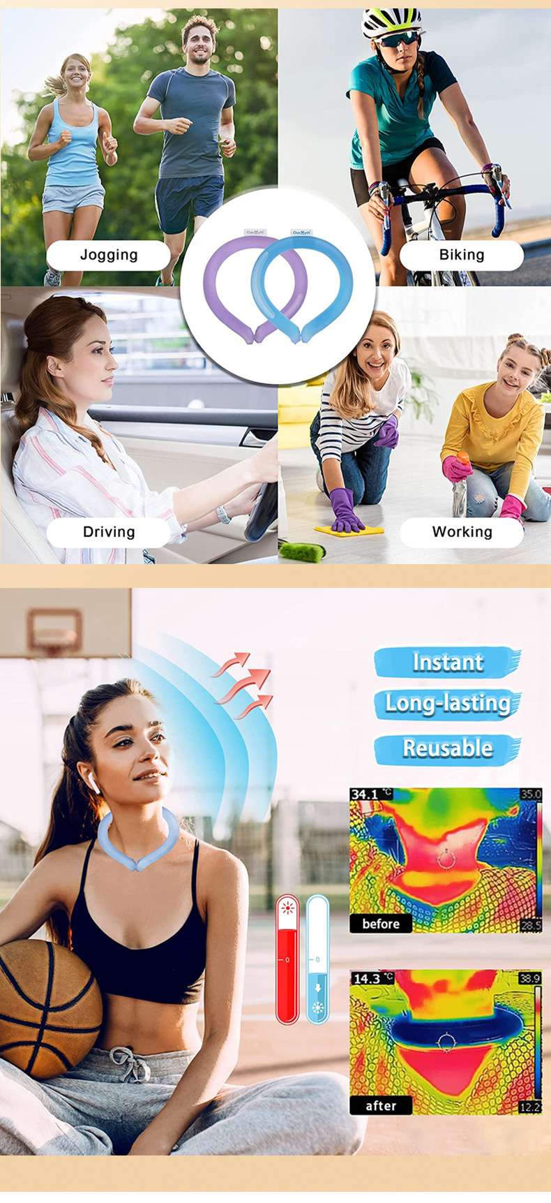 18℃挂脖冰袋 降温冰袋 保冷冰围脖 网红降温神器 防暑颈部冷却器 详情图3