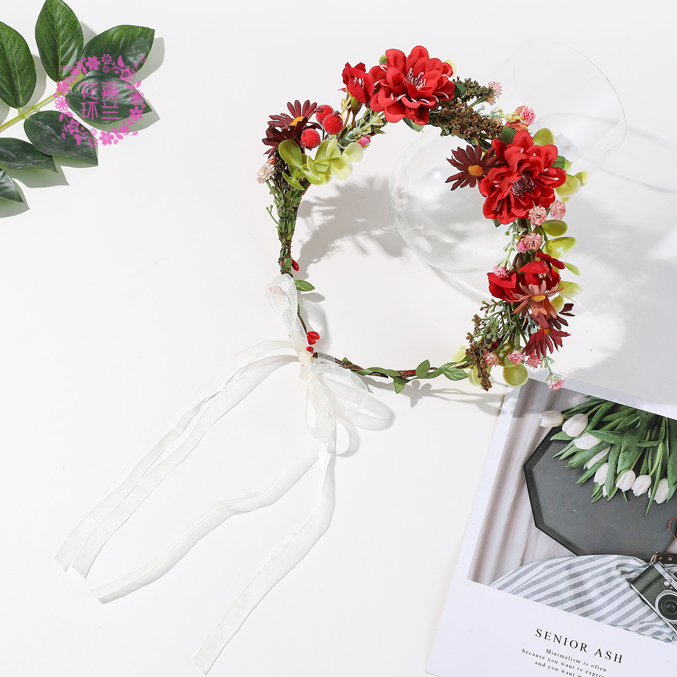 拍照花环/旅游景点花环/仿真花头饰细节图