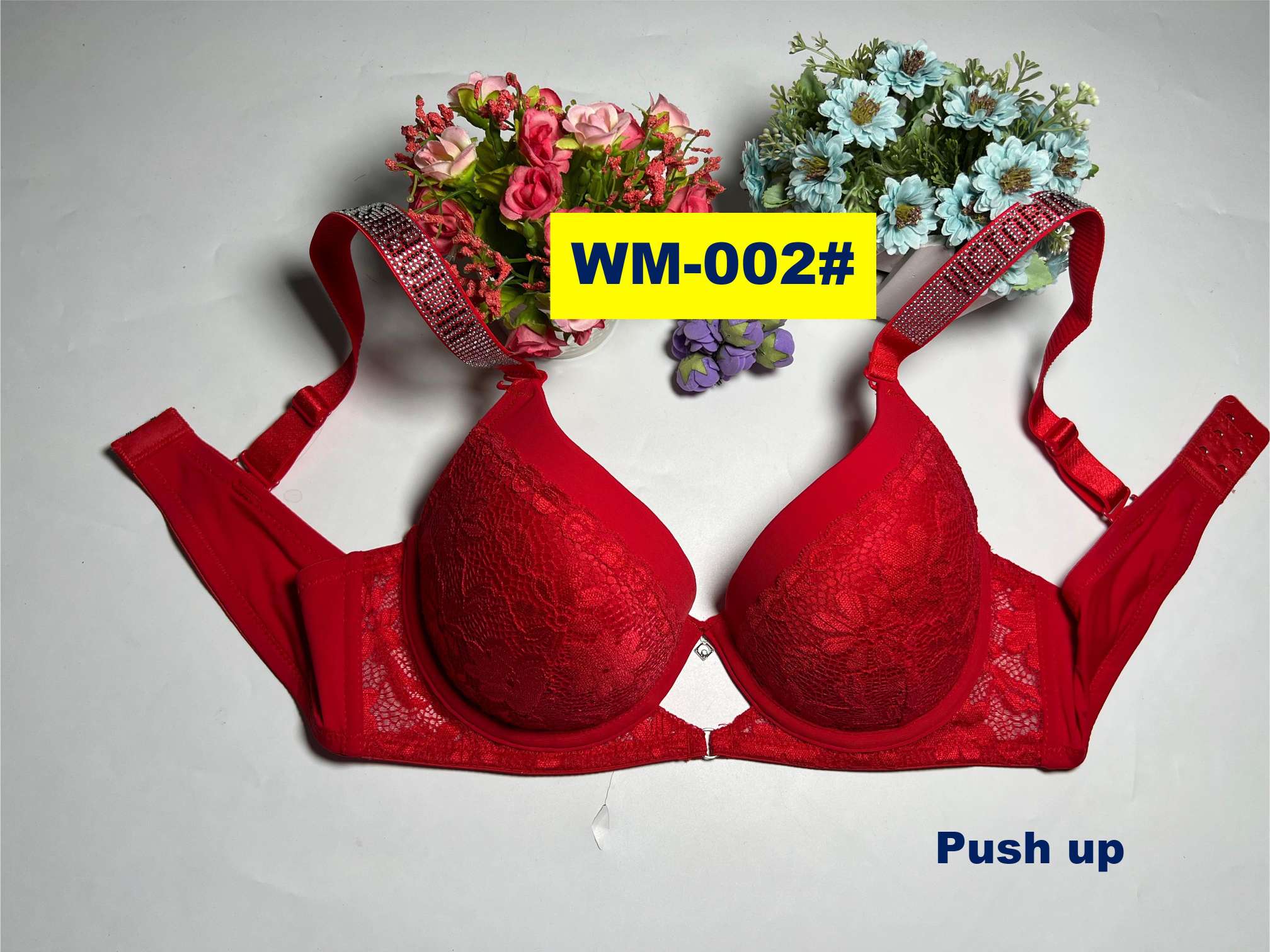 Diamond-encrusted gathering bra, sexy lace steel ring anti-sagging underwear 2024 new style