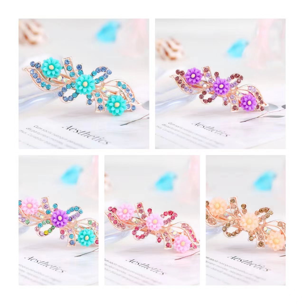 头饰韩国发夹成人优雅发饰简约个性花朵弹簧夹韩式发夹详情1