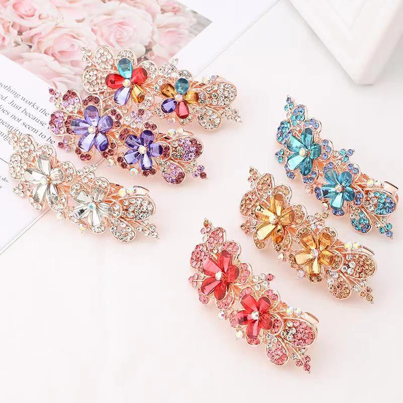 头饰韩国发夹成人优雅发饰简约百搭个性花朵弹簧夹顶夹韩式发夹详情1