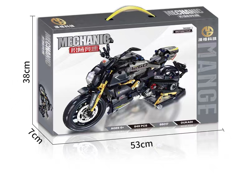 Zhengbo Ducati motorcycle building block assembly, educational toys, domestic models for children and adults, trendy decorative items, gifts