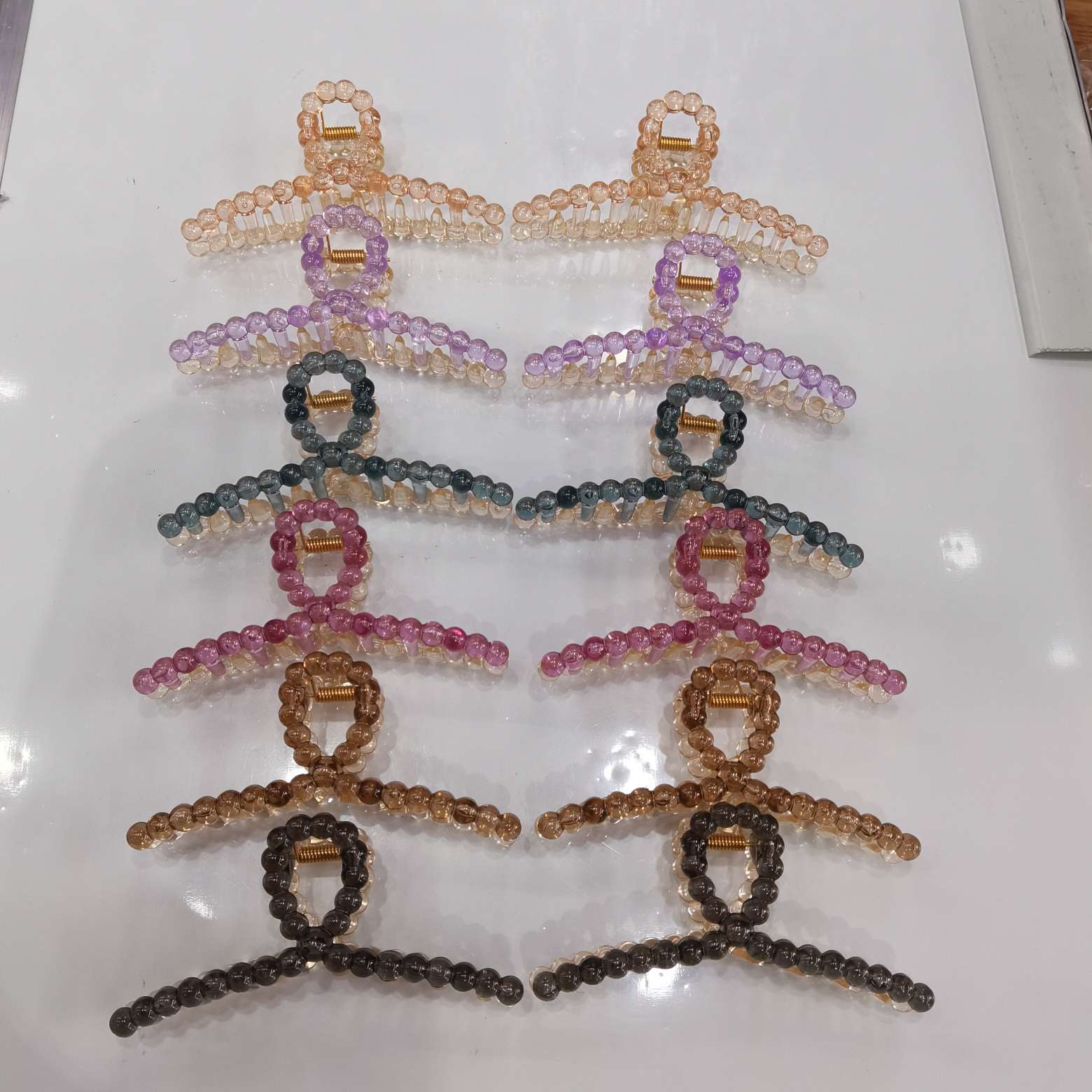 Korean style fashion classic and popular Korean style fashion rubber matte transparent two-color jelly cross square semi-circular moon rice grain pearl hair clip come for a bath