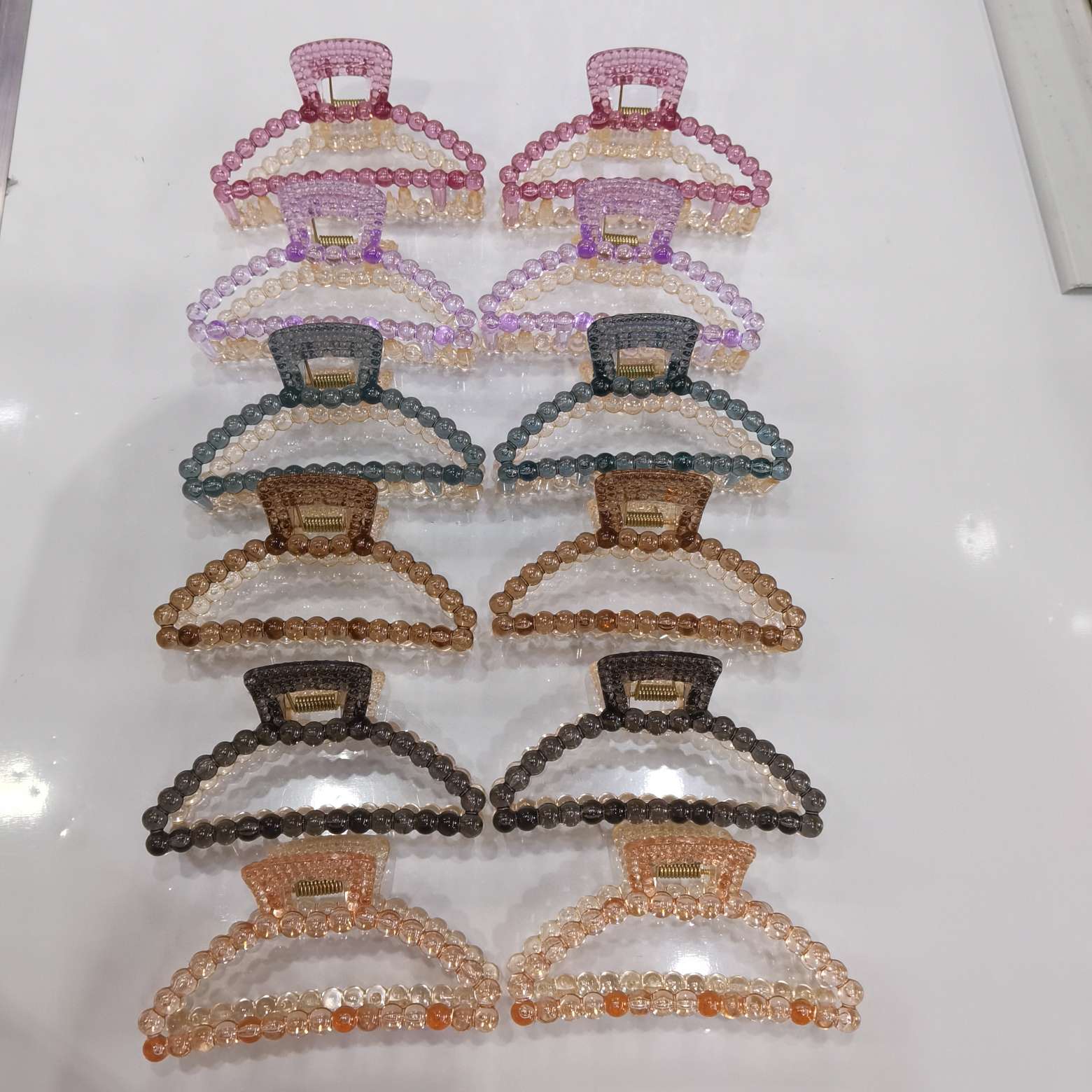 Korean style fashion classic and popular Korean style fashion rubber matte transparent two-color jelly cross square semi-circular moon rice grain pearl hair clip come for a bath Specification image