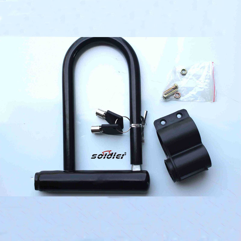 自行车锁 防盗锁折 叠车专用锁Ｕ型锁 山地车锁 带架子 //U型锁