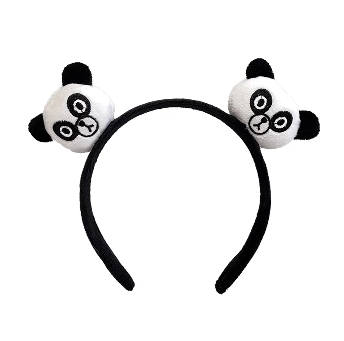 网红洗脸发箍黑白毛绒熊猫耳朵发卡外出化妆压发防滑头箍简约百搭详情图9