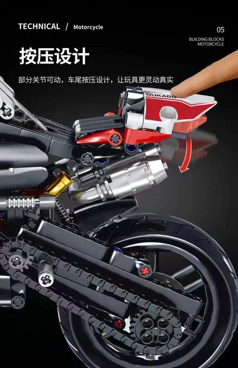 Zhengbo Ducati motorcycle building block assembly, educational toys, domestic models for children and adults, trendy decorative items, gifts detail image 6