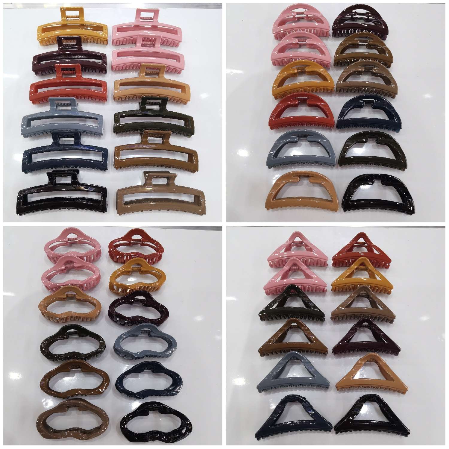 Internet-famous bestsellers, popular and trendy Korean style, fashionable and classic, internet-famous Korean style, gradient solid color, maca color Korean style hair clip, bath clip, triangular square, double cloud strips details Picture