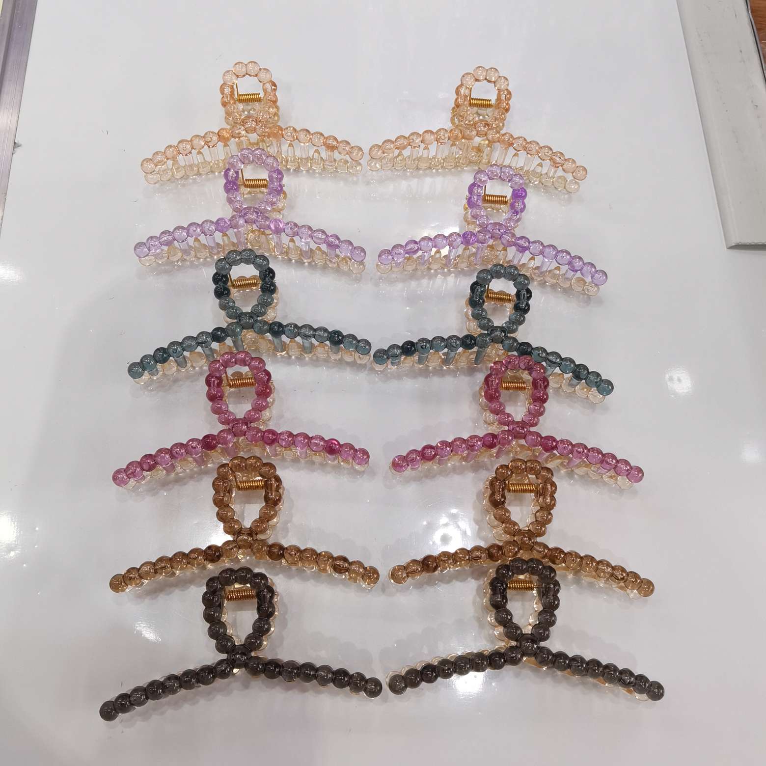 Korean style fashion classic and popular Korean style fashion rubber matte transparent two-color jelly cross square semi-circular moon rice grain pearl hair clip come for a bath details Picture