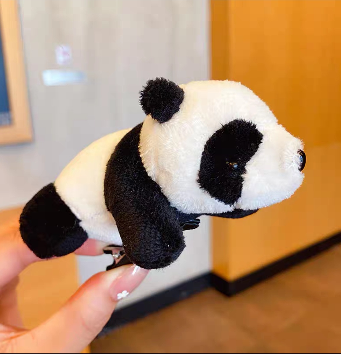 网红洗脸发箍黑白毛绒熊猫耳朵发卡外出化妆压发防滑头箍简约百搭详情图14