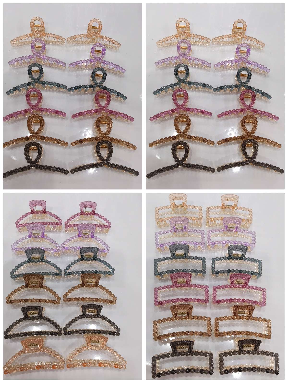Korean style fashion classic and popular Korean style fashion rubber matte transparent two-color jelly cross square semi-circular moon rice grain pearl hair clip come for a bath Item Picture