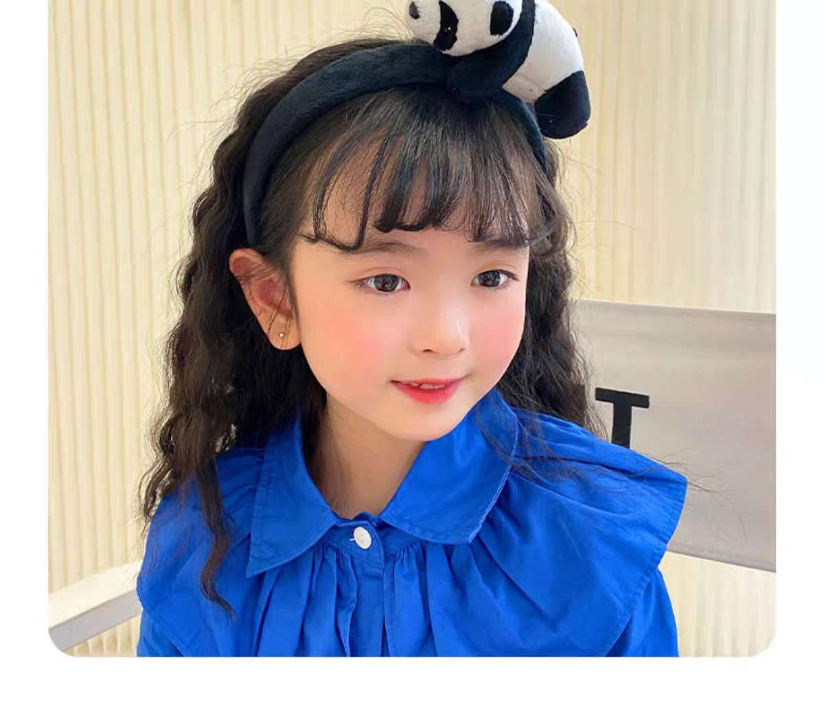 网红洗脸发箍黑白毛绒熊猫耳朵发卡外出化妆压发防滑头箍简约百搭详情图2