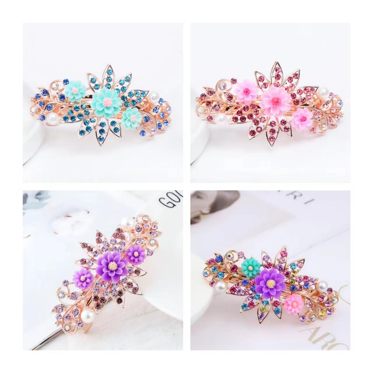 头饰韩国发夹成人优雅发饰简约百搭个性花朵弹簧夹韩式发夹