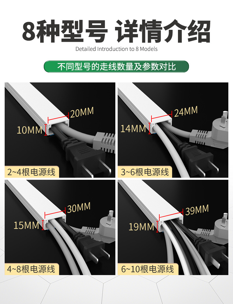 PVC线槽明装自粘走线槽线盒家装室配线走线槽阻燃多规格线槽详情图2