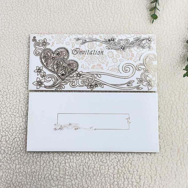 Double heart-shaped lines, gilded flower prints, exquisite greeting cards, wedding invitations, banquet invitations, birthday thank-you invitations, factory direct sales and wholesale details Picture