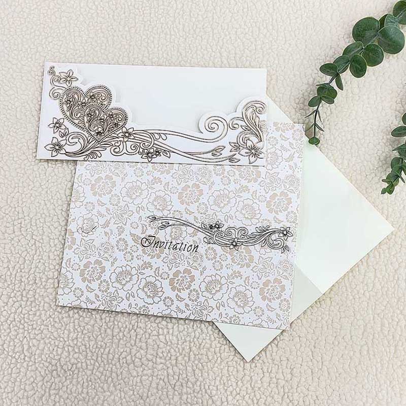 Double heart-shaped lines, gilded flower prints, exquisite greeting cards, wedding invitations, banquet invitations, birthday thank-you invitations, factory direct sales and wholesale
