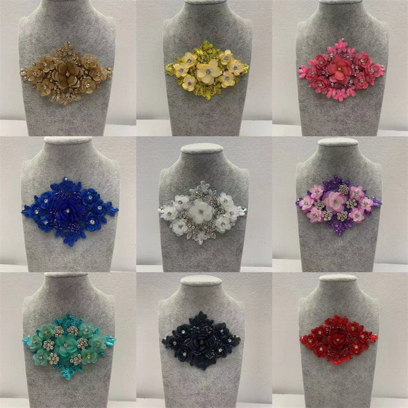 DIY wedding dress, formal wear, accessories and accessories with three-dimensional diamond-shaped flowers
