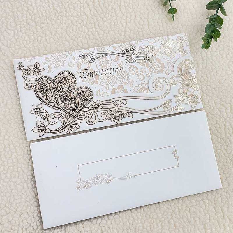 Double heart-shaped lines, gilded flower prints, exquisite greeting cards, wedding invitations, banquet invitations, birthday thank-you invitations, factory direct sales and wholesale Specification image