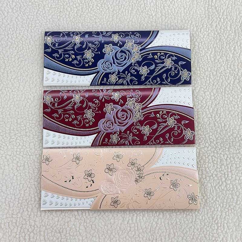 外贸定制欧式中东爱心烫珠光花朵浮雕烫金多种颜色结婚请柬邀请函宴会请帖等纸制品设计