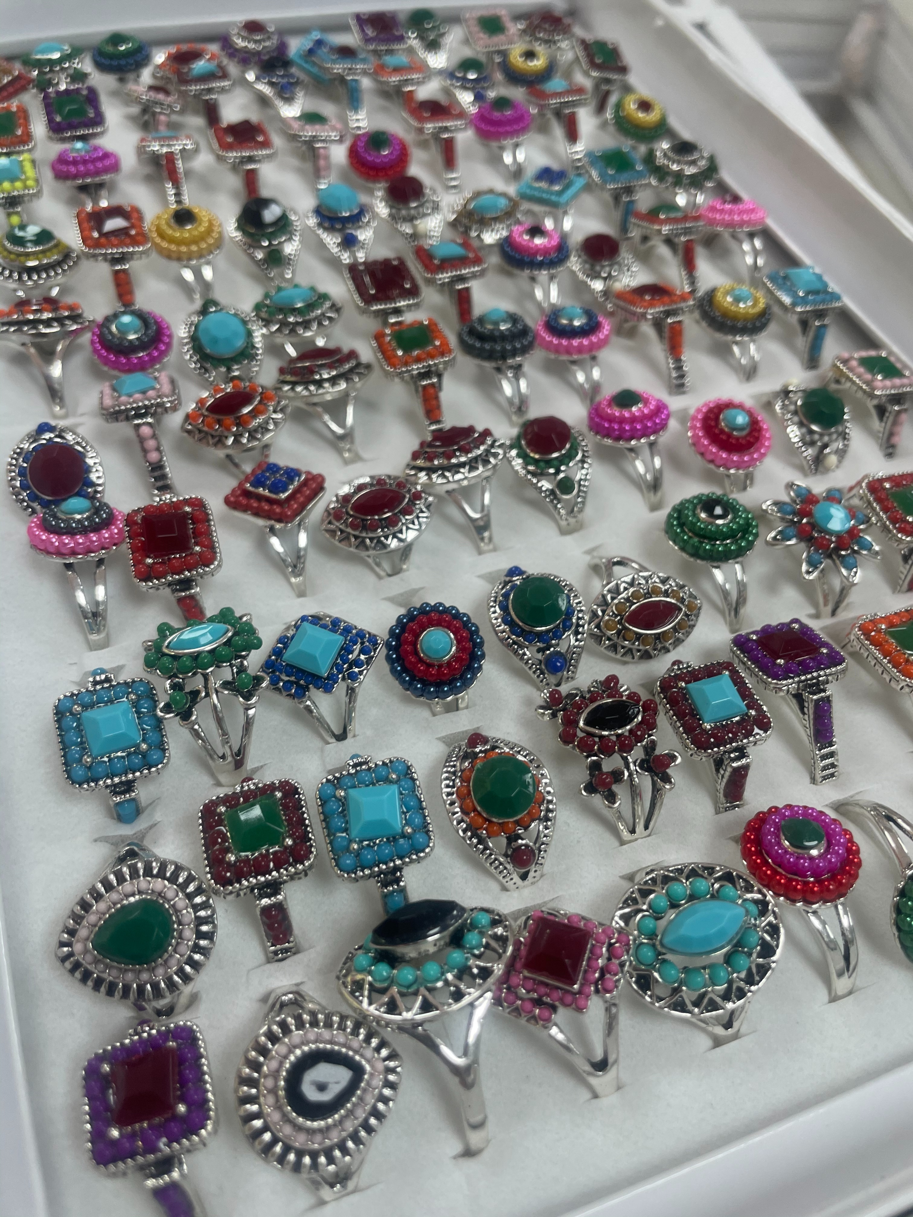 Imitation Tibetan silver pearl rice bead ring details Picture