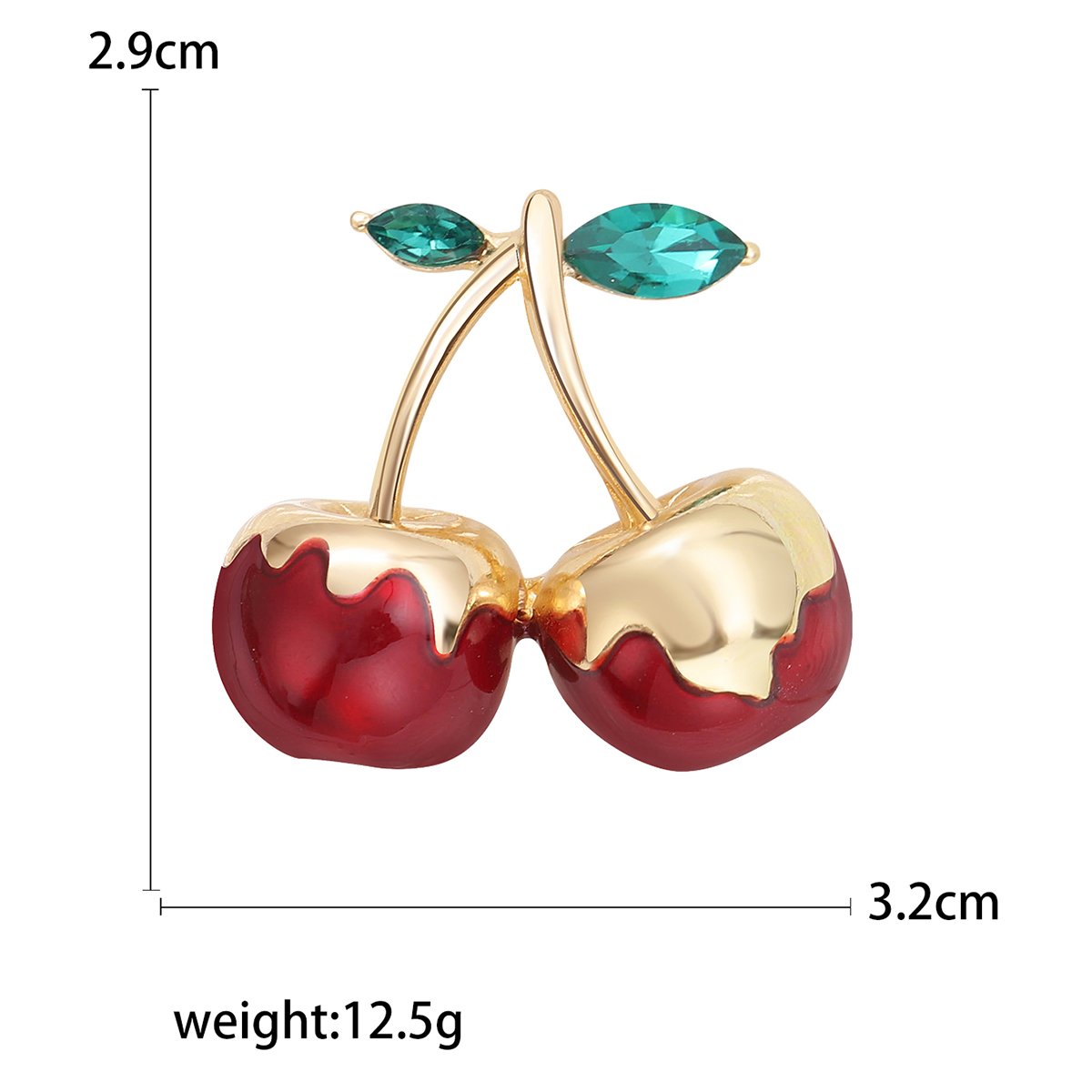 Factory direct sales, creative and light luxury new best-selling retro water diamond cherry stainless steel brooch, anti-glare brooch, light luxury creative retro brooch, simple and fashionable accessory pin Application Scenario