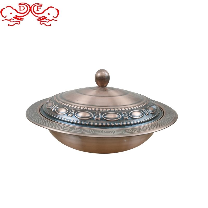 DF99034不锈钢盖盆印花非洲盆带盖加深套盆本色古铜色菜盆厨房酒店用品DF Trading House 