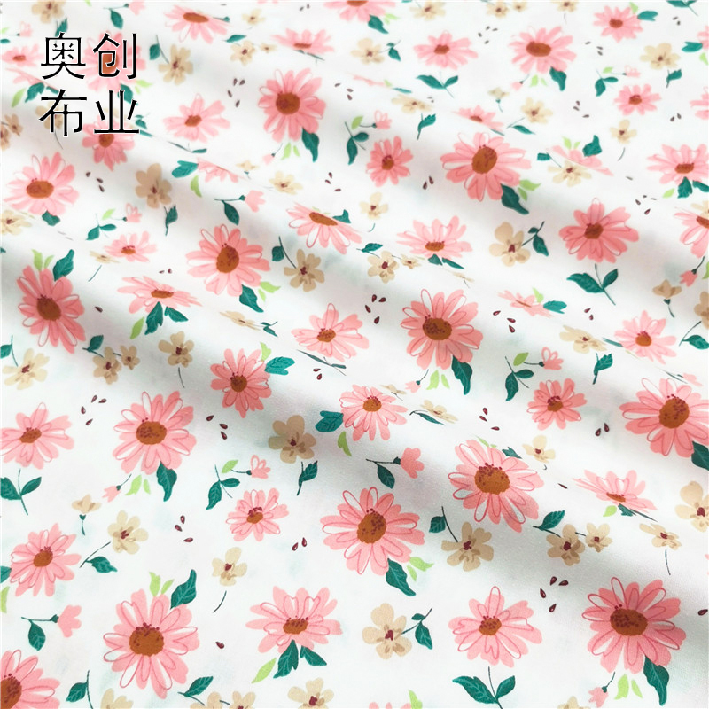 全棉印花府绸小清新碎花布料睡衣连衣裙田园风花卉纯棉发饰童装