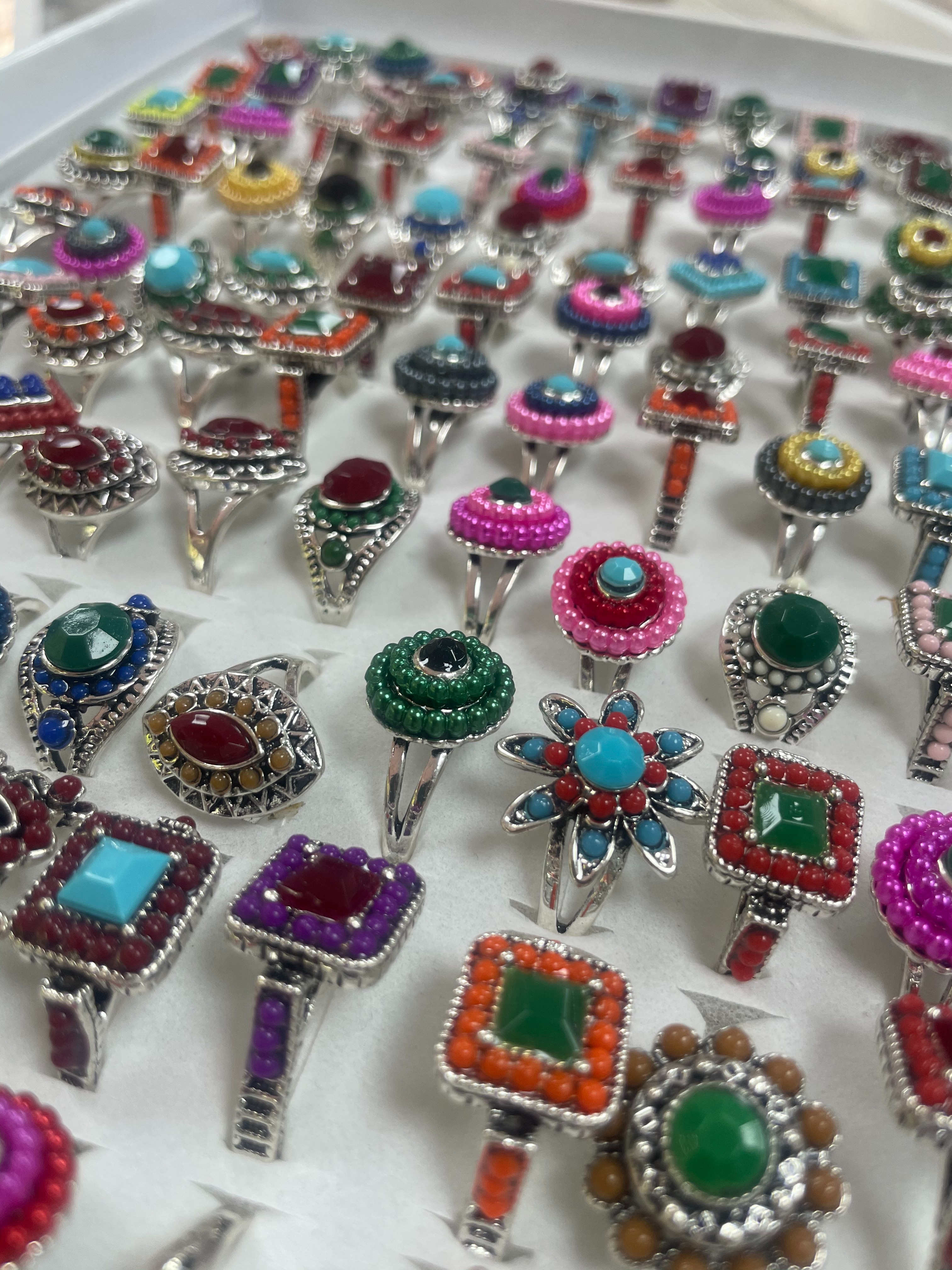 Imitation Tibetan silver pearl rice bead ring Specification image