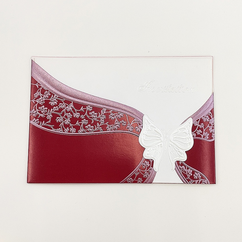 Customized simple and personalized yellow, white, red and purple butterfly-shaped card inserts, wedding invitations, business invitations, birthday party invitations. Factory direct sales and wholesale Item Picture