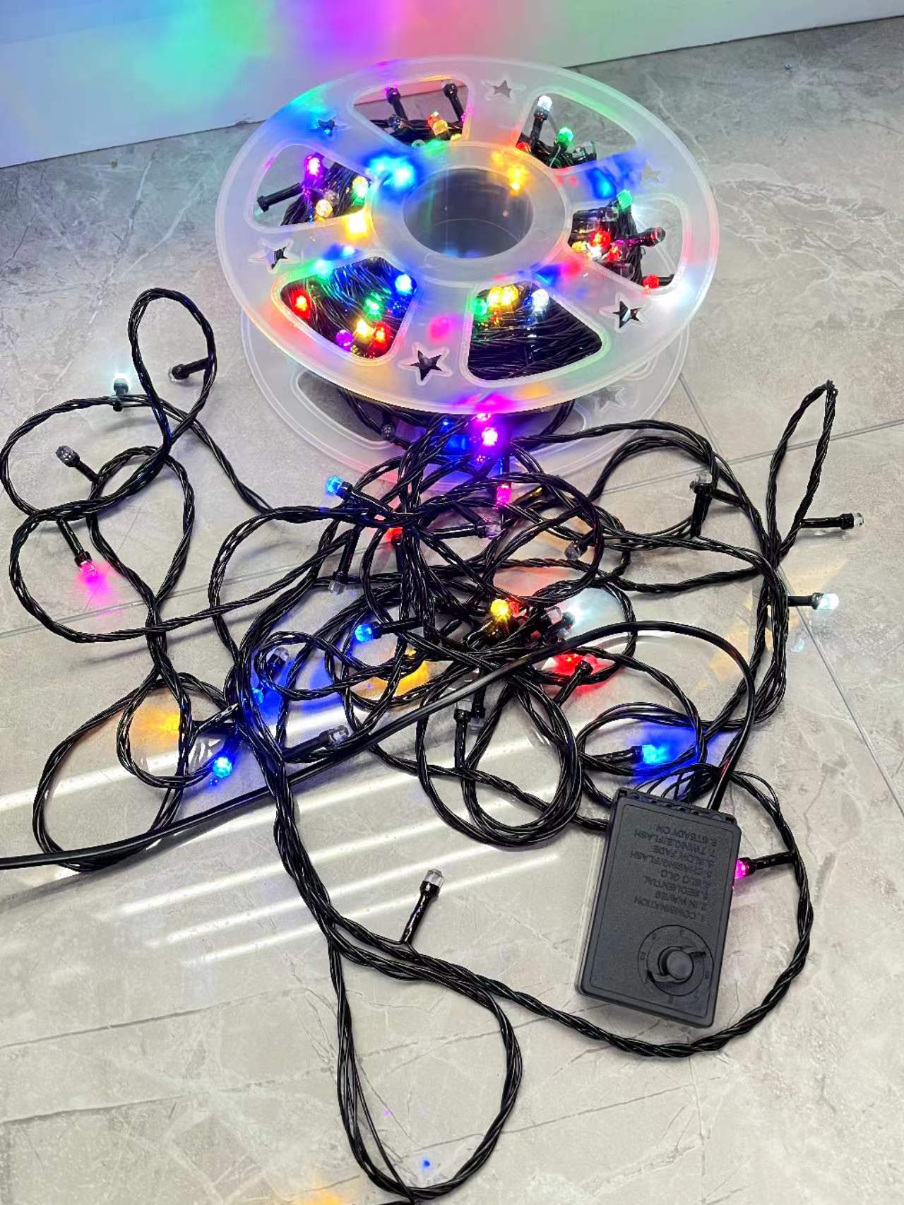 LED light string, LED decorative light, set light, V8 lamp head, four-color