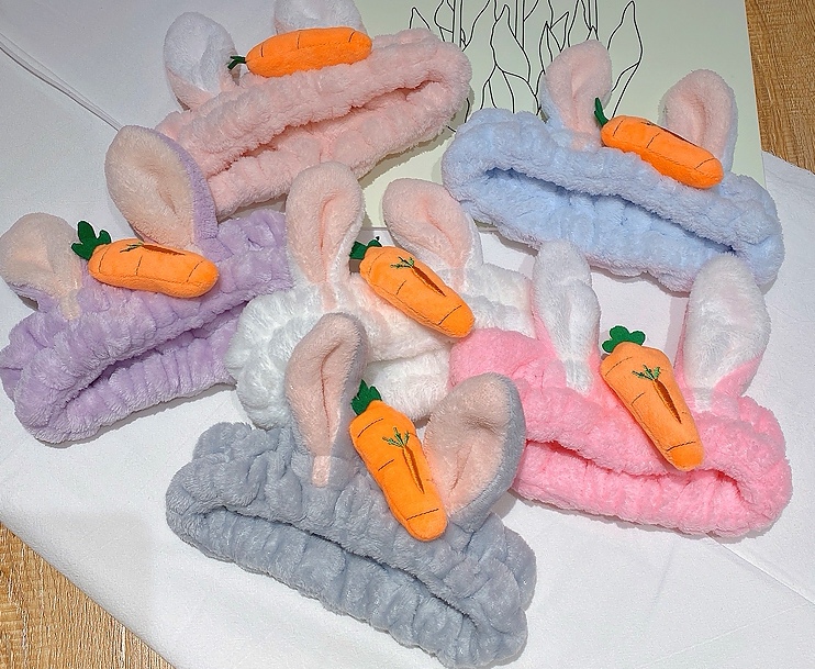 Cute Long Ears Rabbit Carrot Face Wash Headband Six Colors full figure