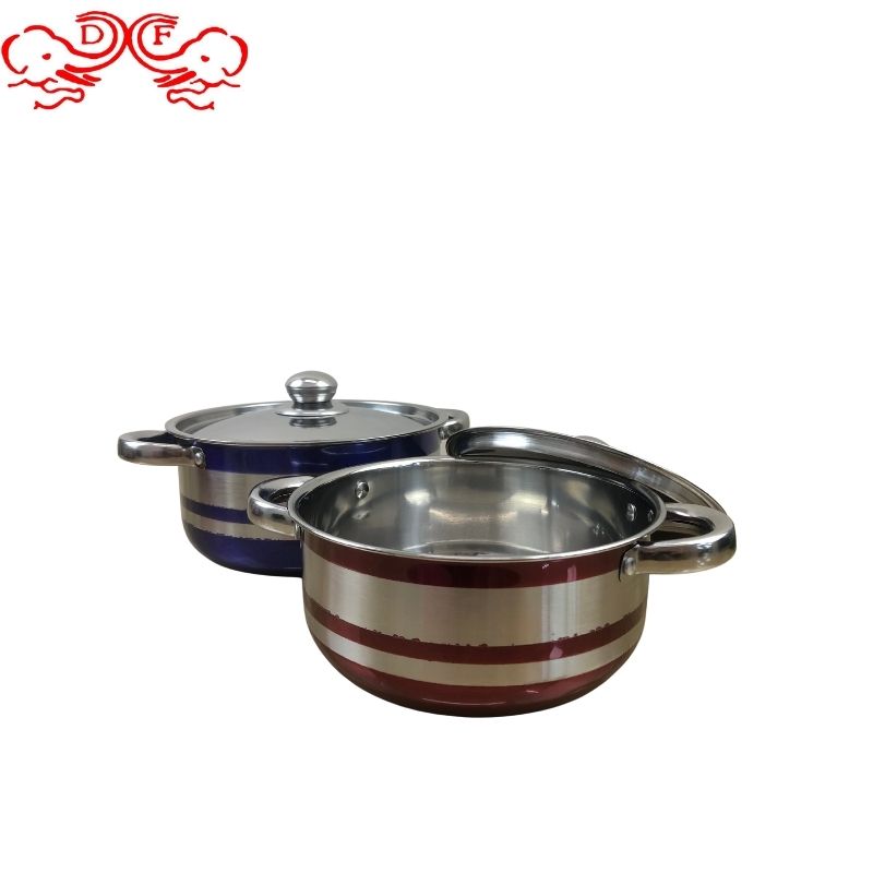 DF99042 Stainless steel pot set, four-piece set, hollow ear pot, natural color, silver color soup pot, milk pot, kitchen and hotel supplies, DF Trading house Specification image