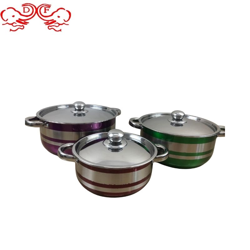 DF99042 Stainless steel pot set, four-piece set, hollow ear pot, natural color, silver color soup pot, milk pot, kitchen and hotel supplies, DF Trading house details Picture