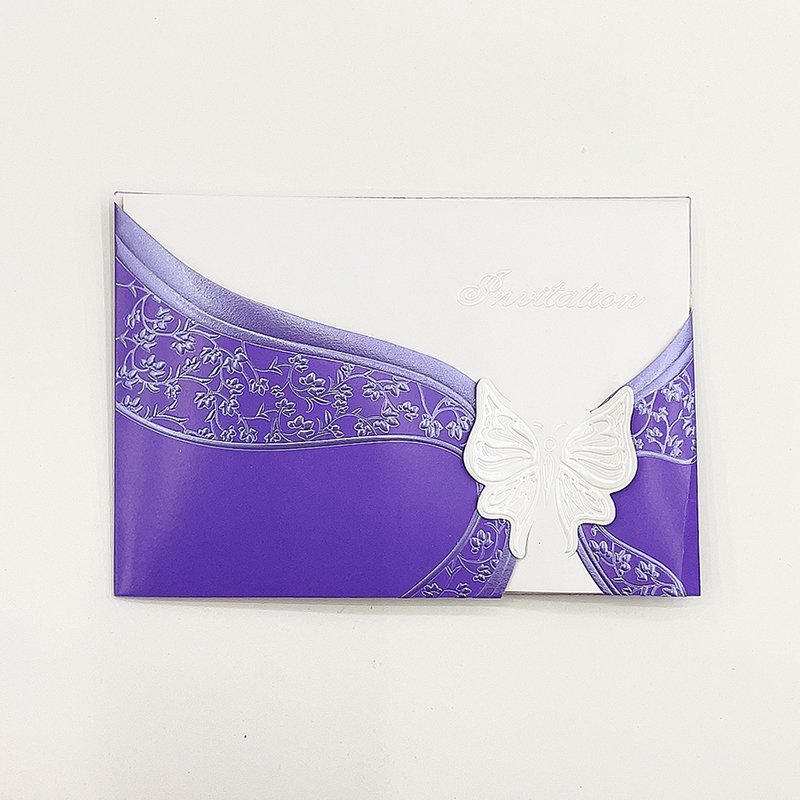 Customized simple and personalized yellow, white, red and purple butterfly-shaped card inserts, wedding invitations, business invitations, birthday party invitations. Factory direct sales and wholesale