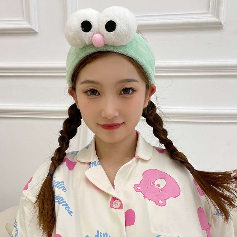 Cute Big Eyes Green Postpartum Face Wash Headband Specification drawing