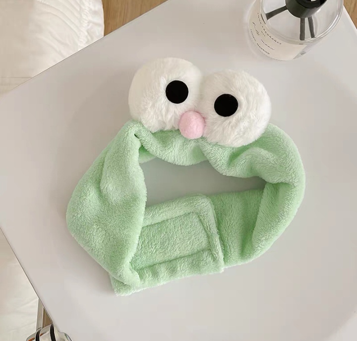 Cute Big Eyes Green Postpartum Face Wash Headband undefined