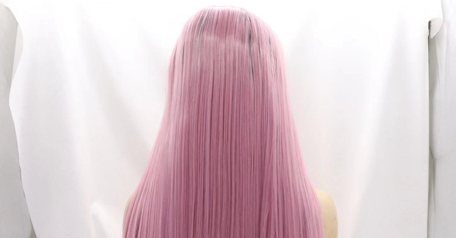 New European and American wig for women, slanted long straight hair, semi-hand-woven head cover, Amazon manufacturer wholesale wig tagsx Item Picture