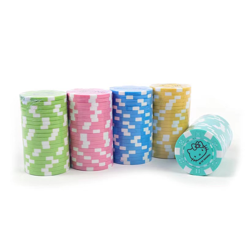 Officially authorized Hello kitty cartoon chip Macaron-colored ABS material entertainment token chip is available in stock Application Scenario