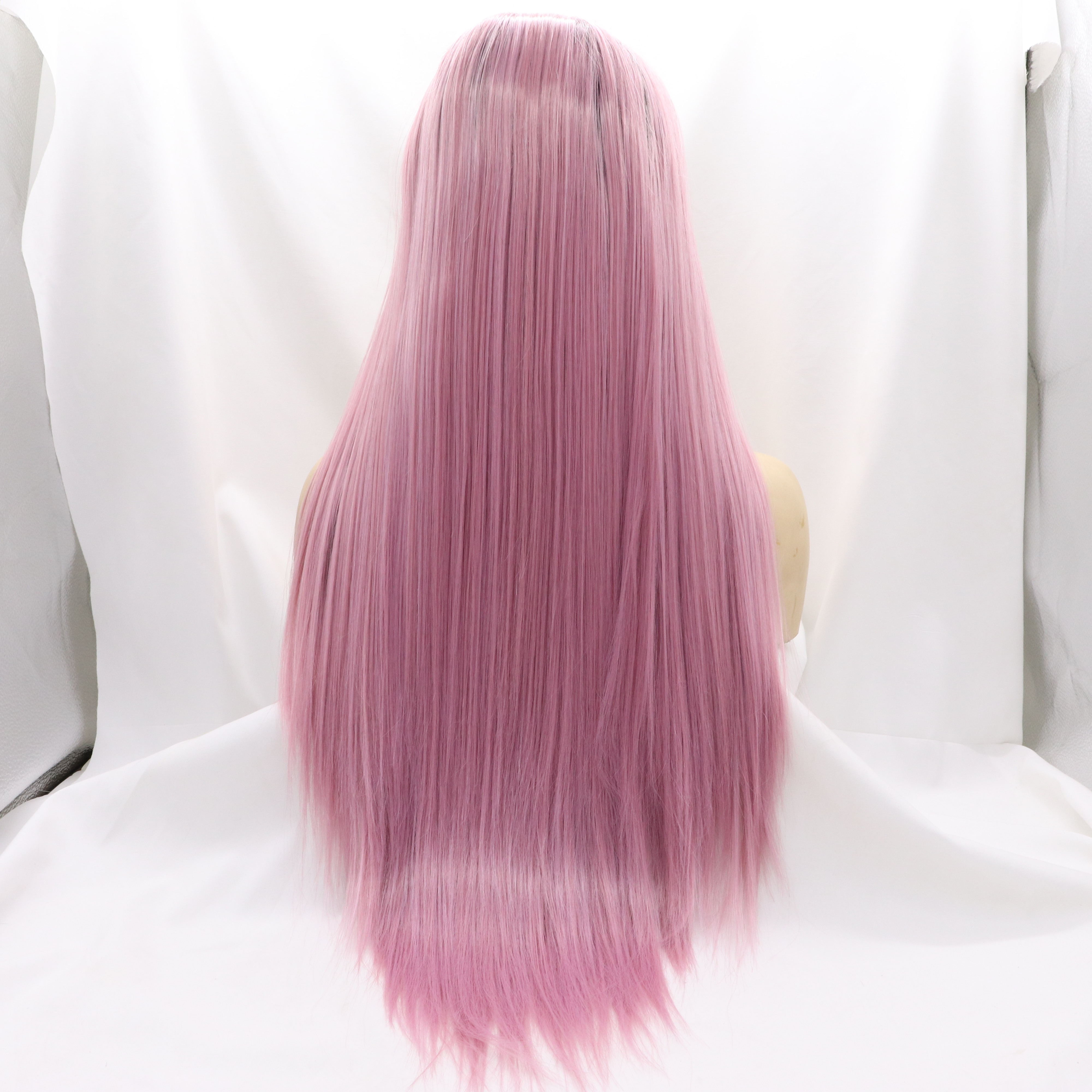 New European and American wig for women, slanted long straight hair, semi-hand-woven head cover, Amazon manufacturer wholesale wig tagsx details Picture