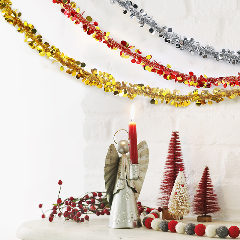 2M彩色亮片毛条拉条拉花挂饰 派对生日聚会橱窗教室装饰布置用品