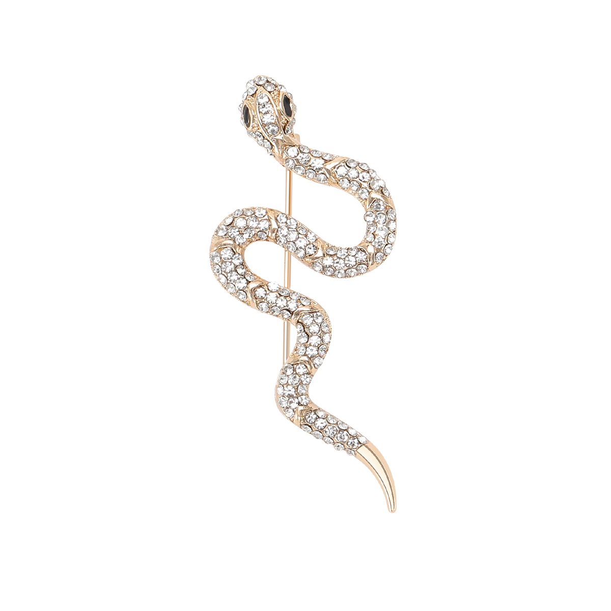 Factory direct sales, creative and light luxury new best-selling retro water diamond snake stainless steel brooch, anti-glare brooch, light luxury creative retro brooch, simple and fashionable accessory pin Item Picture