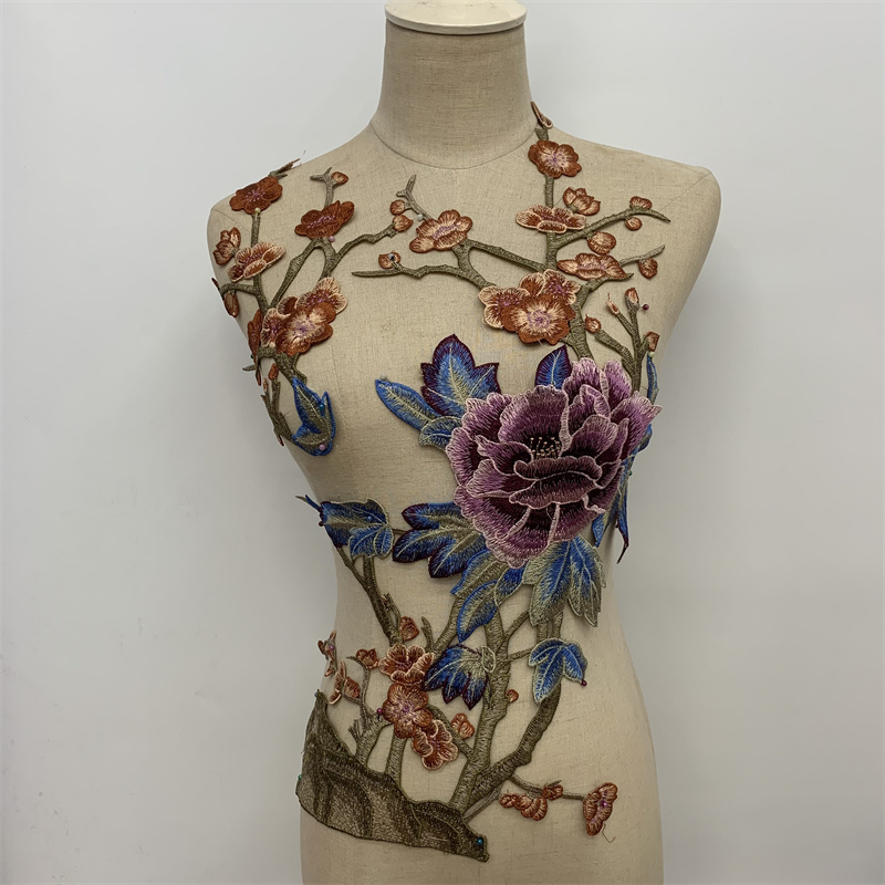 Chinese-style floral embroidery large cheongsam and Hanfu embroidered stickers decorative clothing accessories