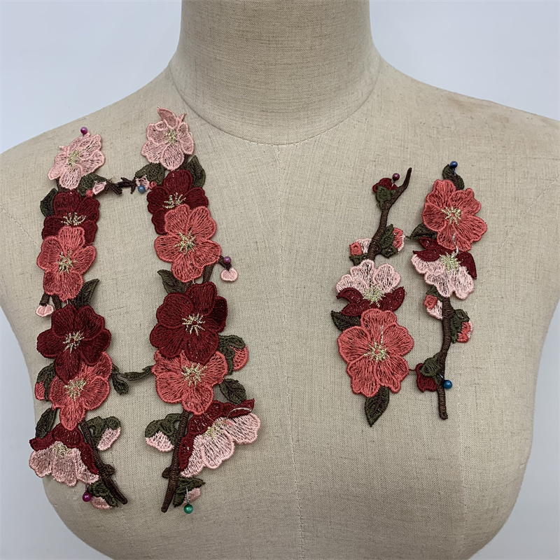 Chinese-style plum blossom and bird embroidery patchwork for cheongsam and Hanfu decoration details Picture