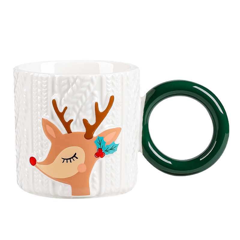 New design creative embossed Christmas ceramic gift cups and tea saucers, cute and personalized snowman coffee cups Specification image