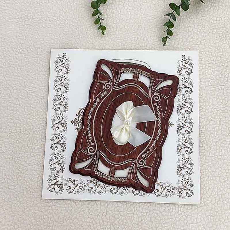 Factory direct sales and wholesale of high-end rectangular laser-hollowed-out wooden invitation letters and cards with diamond bows for the Middle East and Africa Specification image