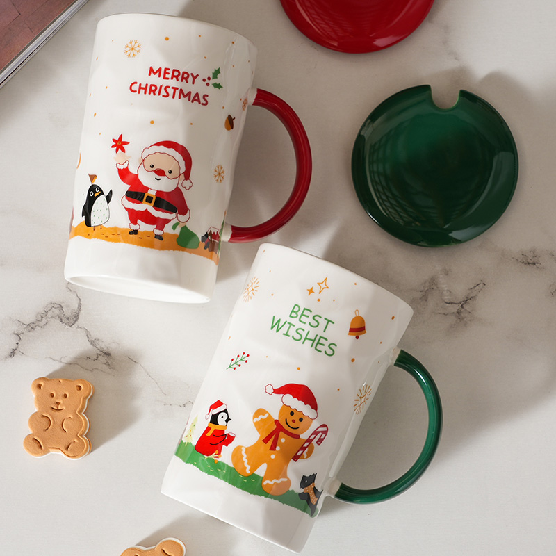 New design creative Santa Claus mugs, cute cups, ceramic coffee mugs, ceramic Christmas mugs with gift boxes Application Scenario